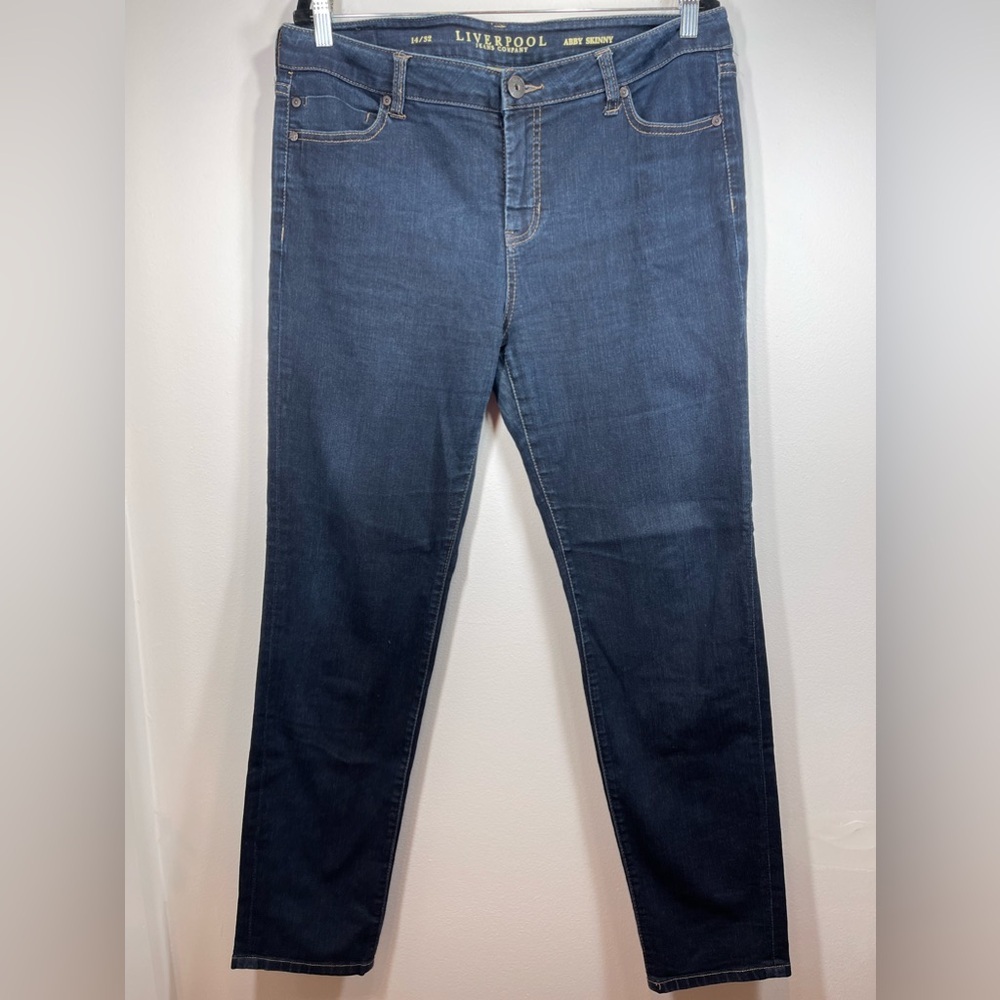 Liverpool Dark Blue Denim Abby Jeans Medium Rise Size 14/32